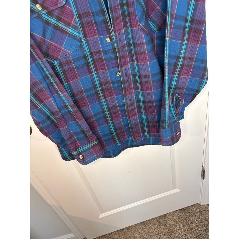 Vintage Woolrich Plaid Flannel Shirt Blue Purple Unisex Grunge Oversized - Picture 4 of 5